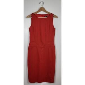 Boss Hugo Boss Cotton Classic Red Sheath Sleeveless Cocktail Mini Dress | US 2